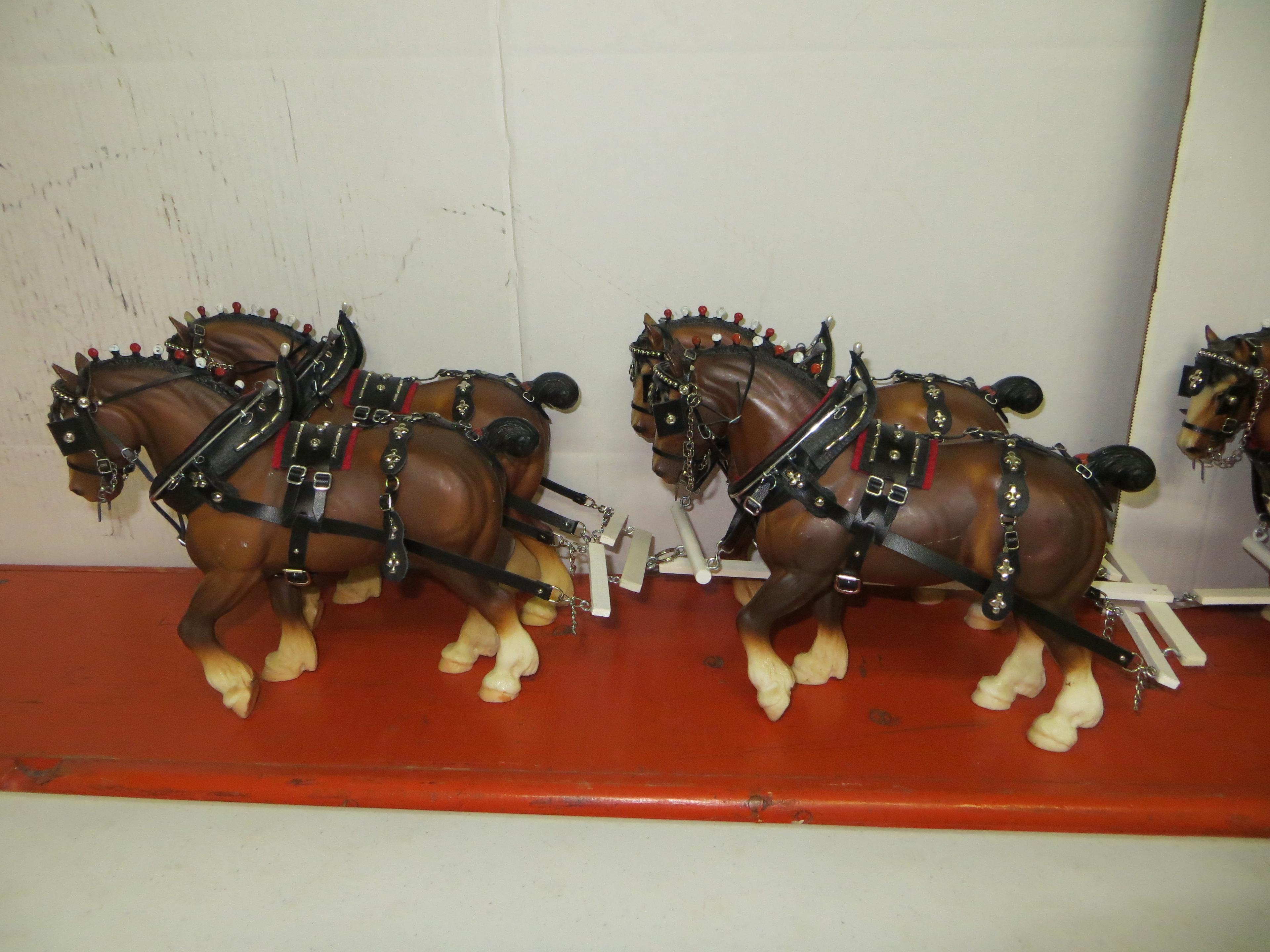 Loyd custom	Budweiser Clydsdales team of 8 with Budweiser wagon   approx 68" in length