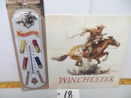 Winchester tin thermometer w/poster by Philip R Goodwin 17x17