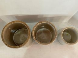 3 Crocks - 1 Western Stoneware 1/2, 1, and 1 1/2 gal crocks