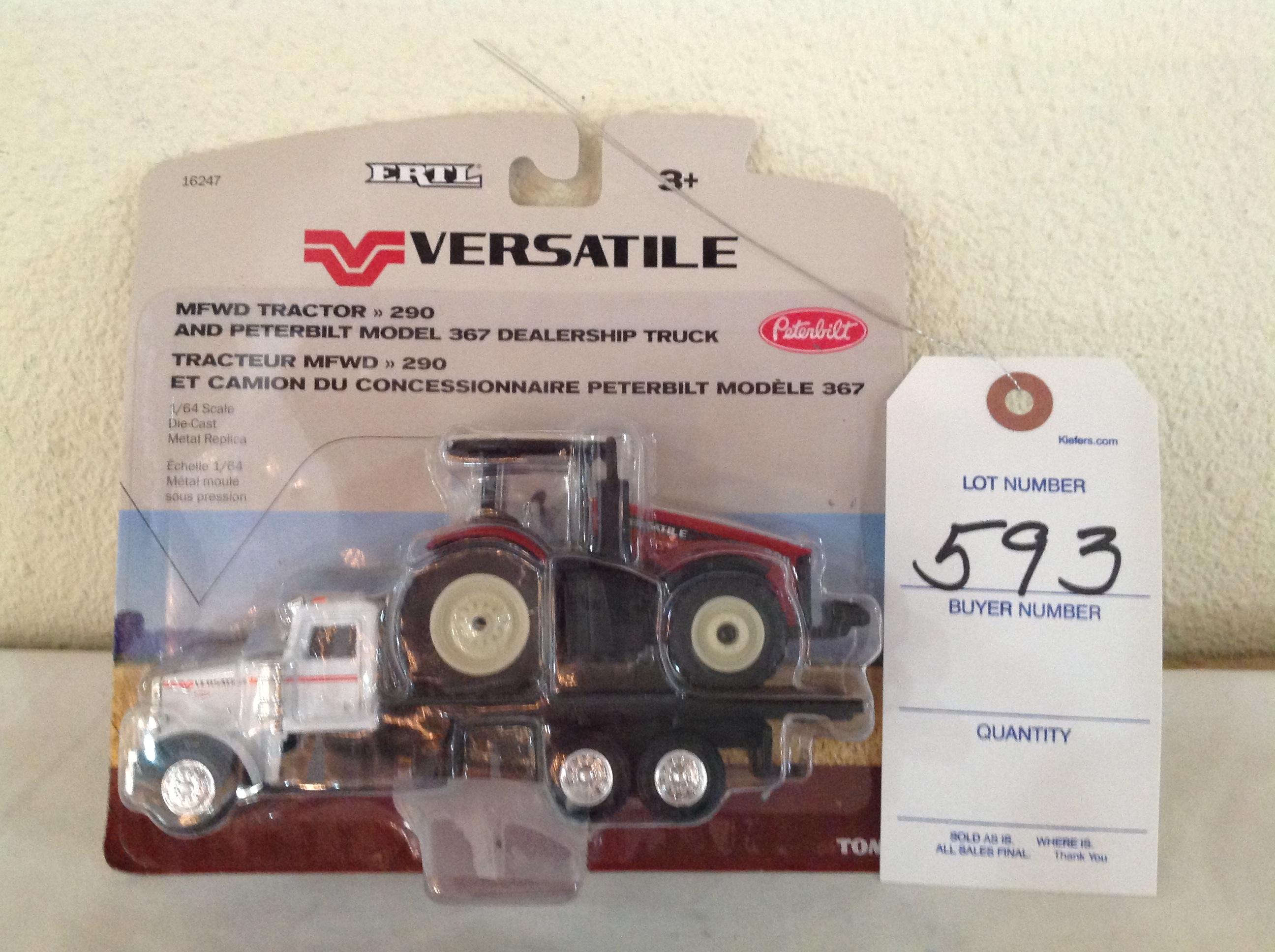 Ertl Versatile 290 Tractor and Peterbilt Model 367 Dealership truck