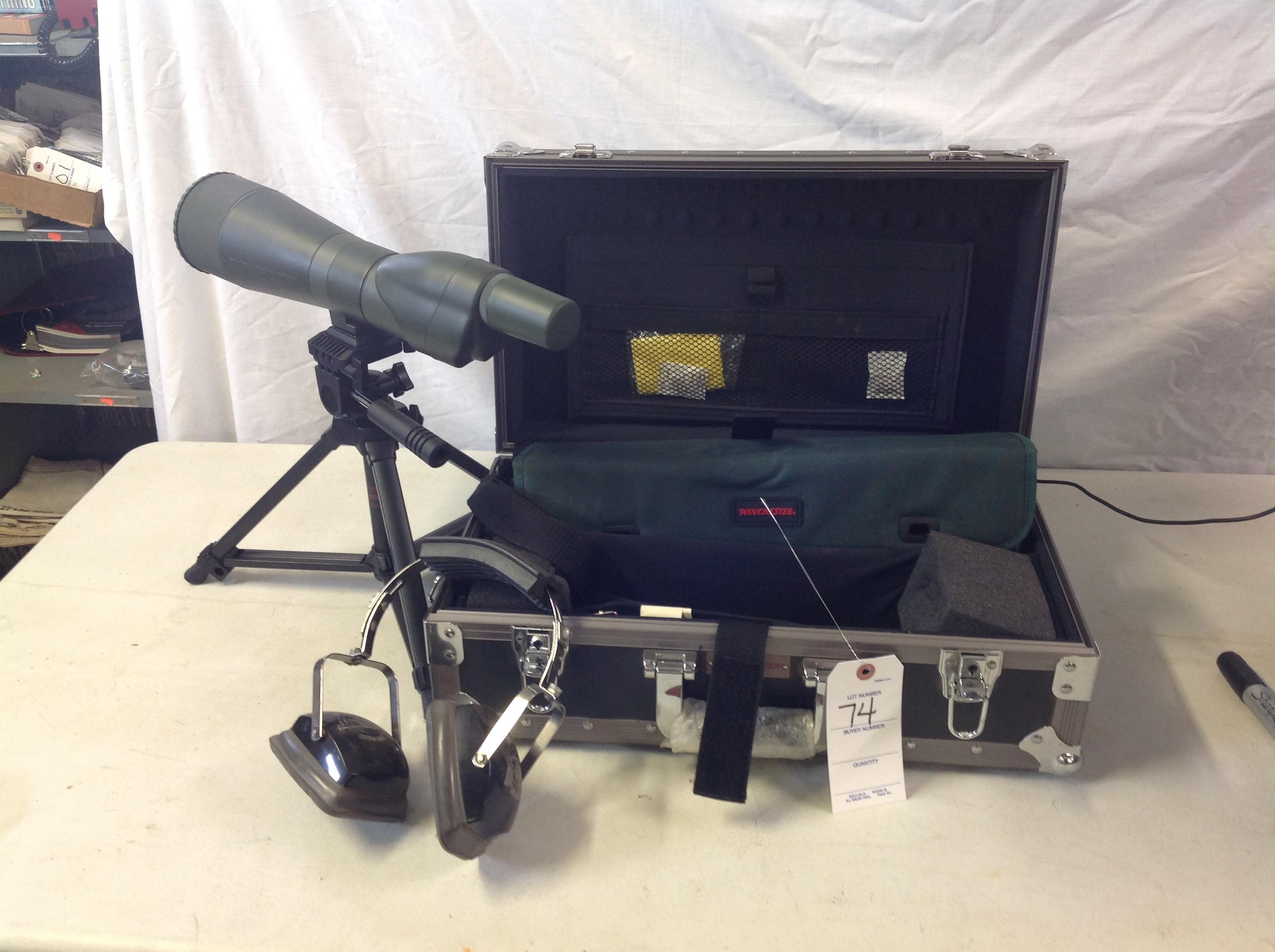 Winchester spotting scoop w/case and ear mufes