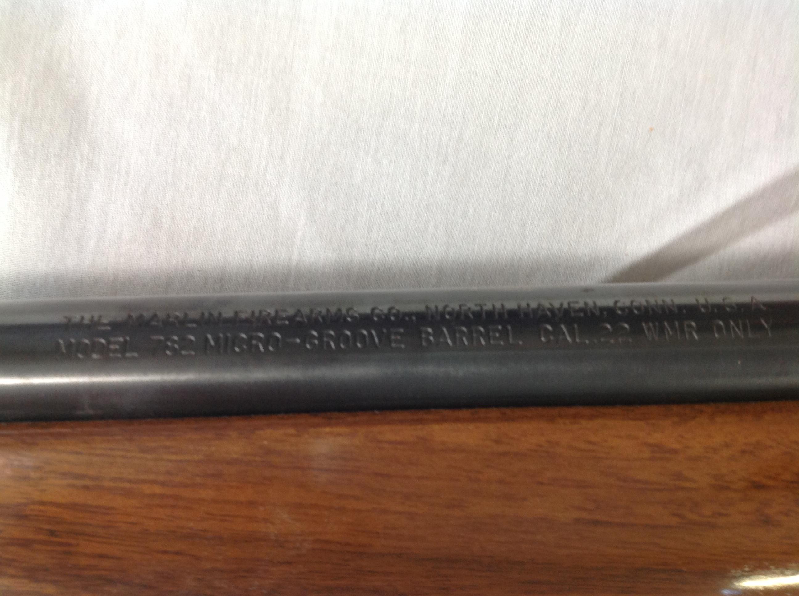 Marlin 782  22 caliber  w/1 clip  wmr only w/Tasco scoop  serial # 24658958