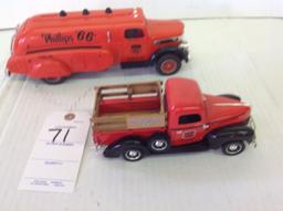 2 Phillips 66 trucks 1 IH and 1 1940 Ford