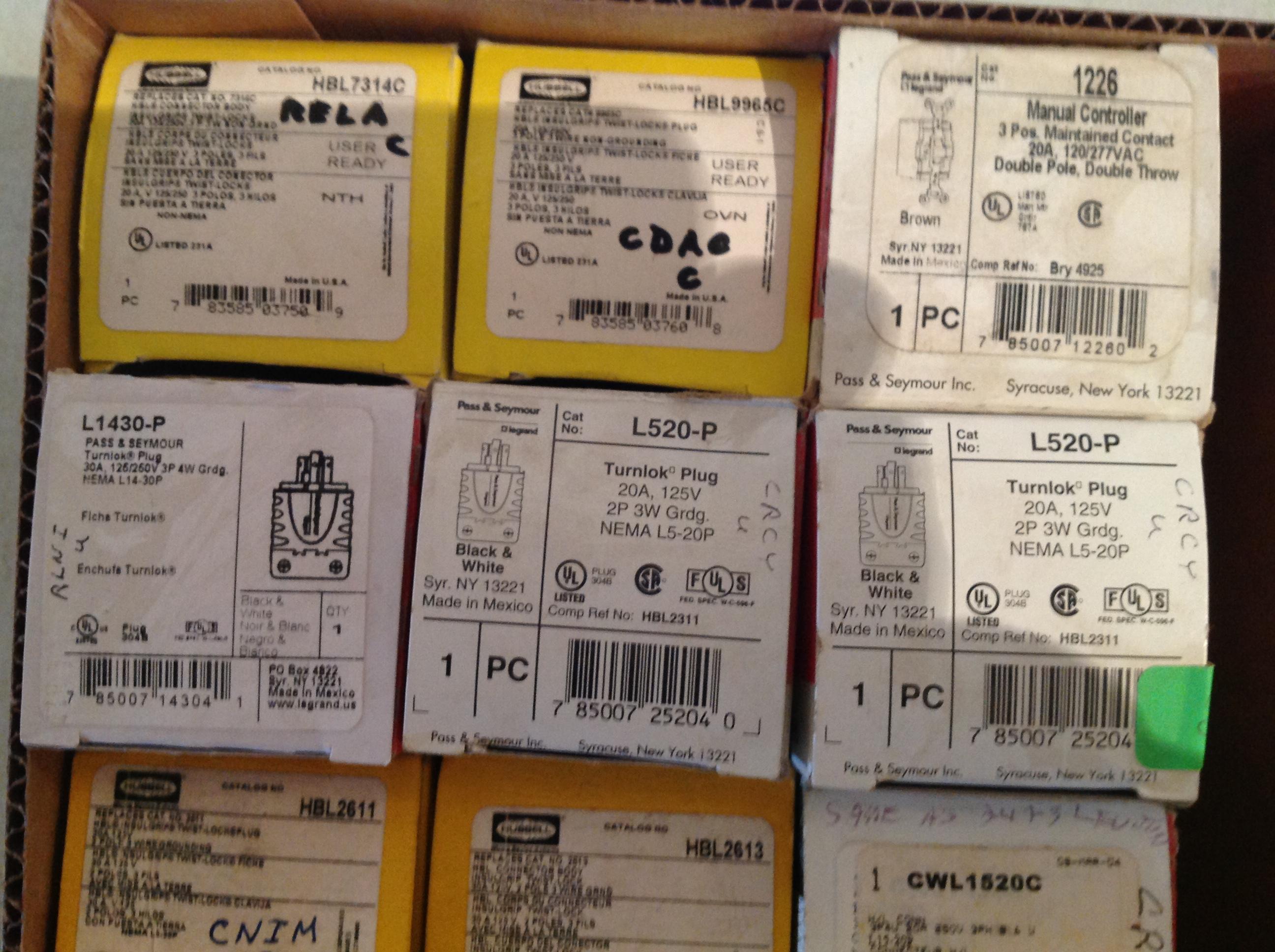 assortment of male and female twist lock cord ends
