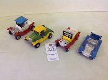 4 mini Hot Rod cars Zoomer Boomer, Lithograph Ford, Jalopy