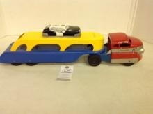 Vintage Wyandotte Auto Transport Truck w/Fossil Tic-Tok Police Car Tin