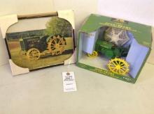 John Deere GP "P" on metal w/umbrella & picture GP w/f