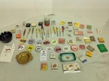 many advertising items, match's, pin's, screw driver's and more