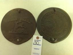 2 John Deere kettle stove top lids, Moline Ill, John Deere & Mansur company