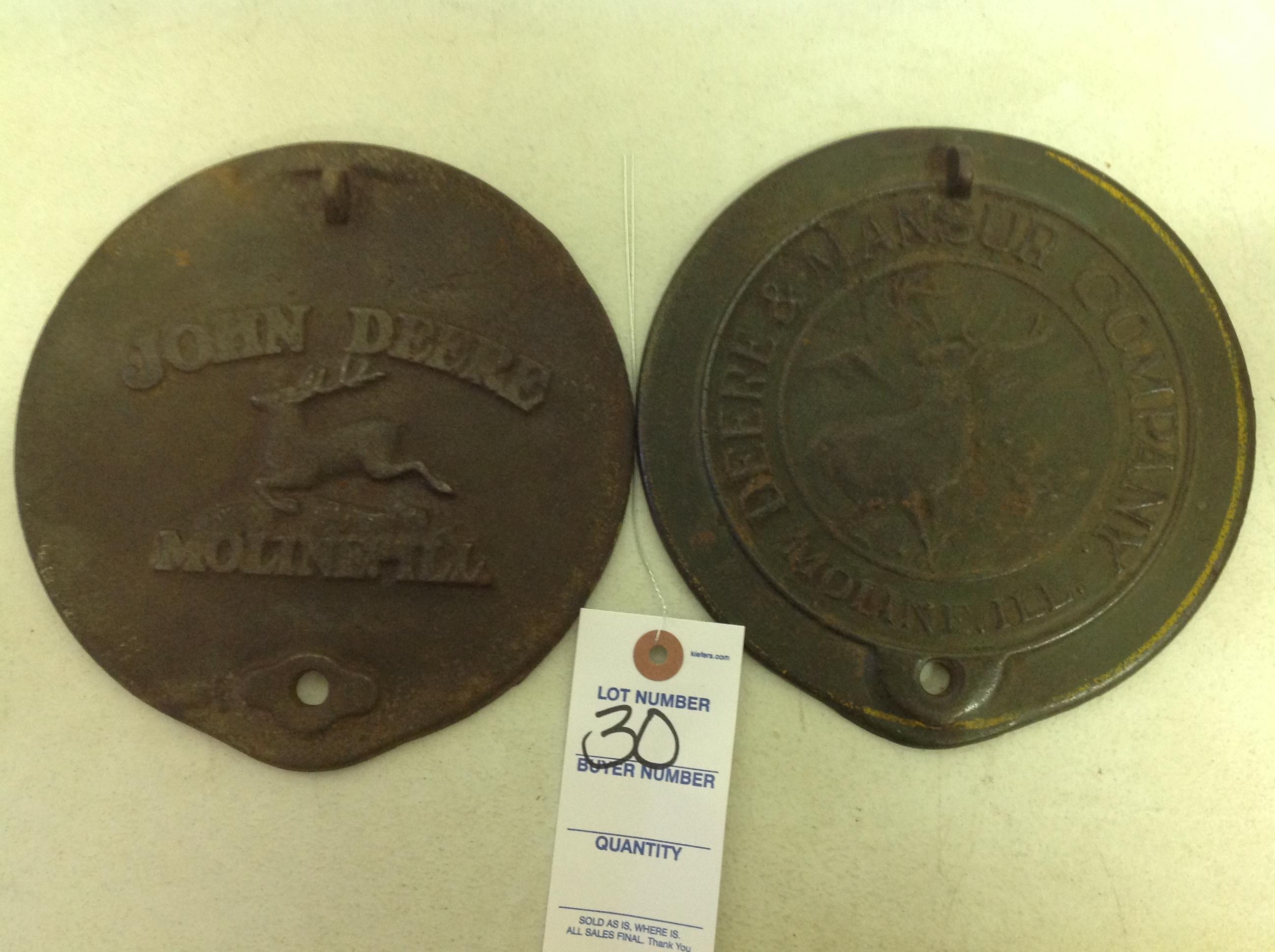 2 John Deere kettle stove top lids, Moline Ill, John Deere & Mansur company