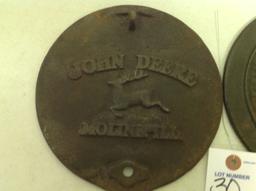 2 John Deere kettle stove top lids, Moline Ill, John Deere & Mansur company