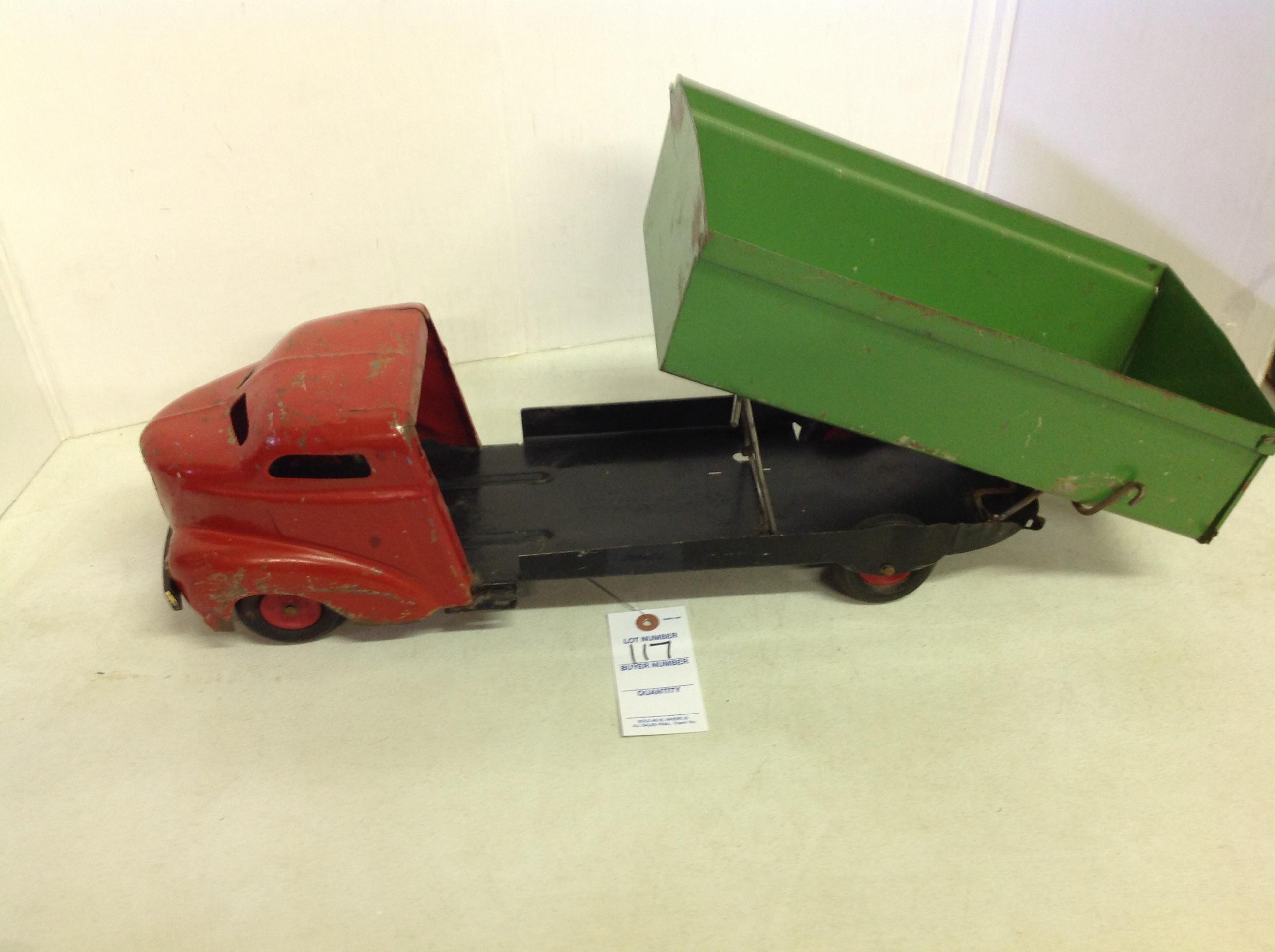 Vintage Wyandot Toy Dump Truck, original w/chipped bumper