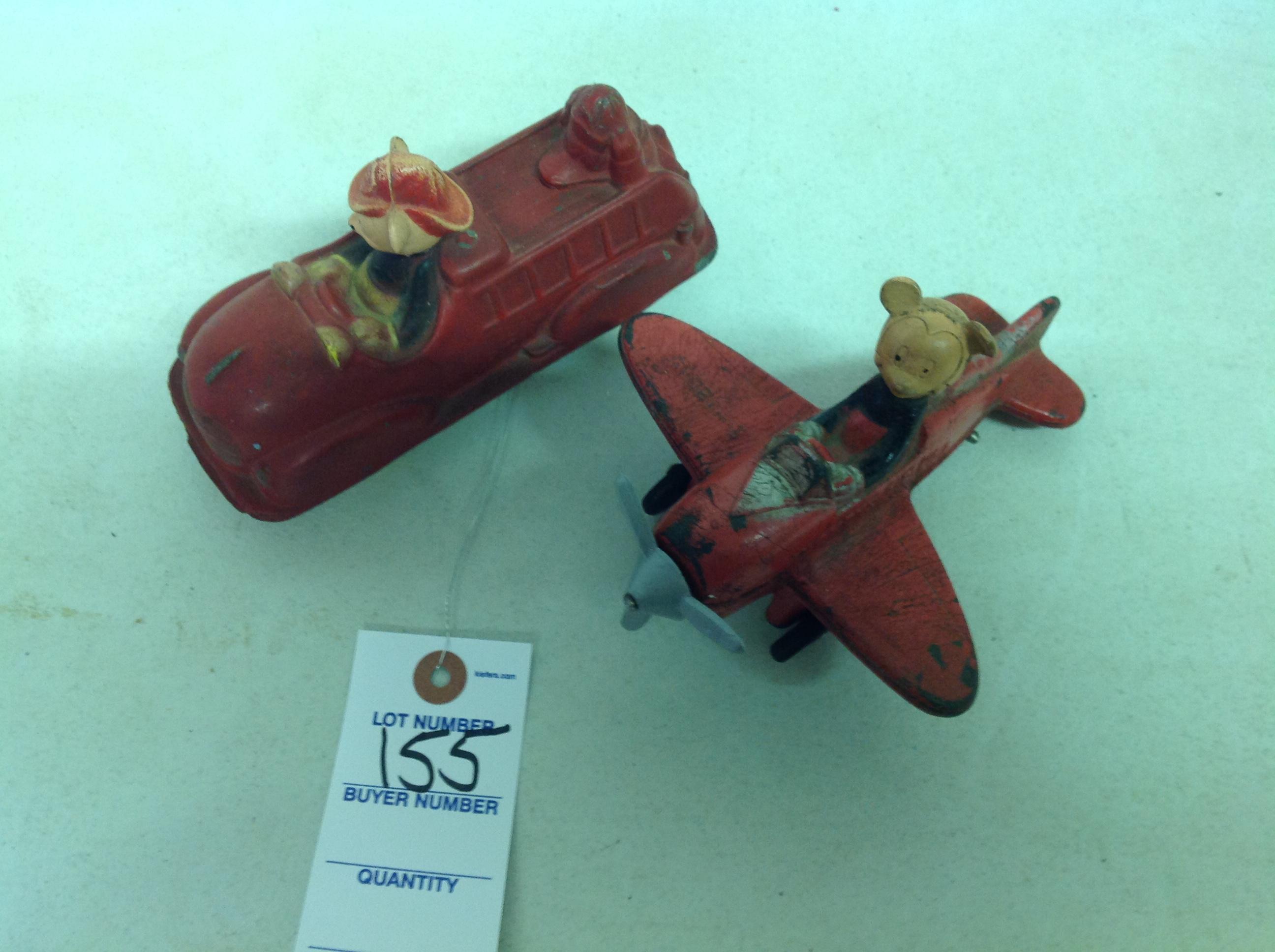 Vintage Mickey's Air Mail Plane & Mickey's Fire truck