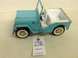 Vintage 1960 Turquoise & White Tonka Jeep, Dispatcher Pressed Steel, USA