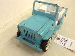 Vintage 1960 Turquoise & White Tonka Jeep, Dispatcher Pressed Steel, USA