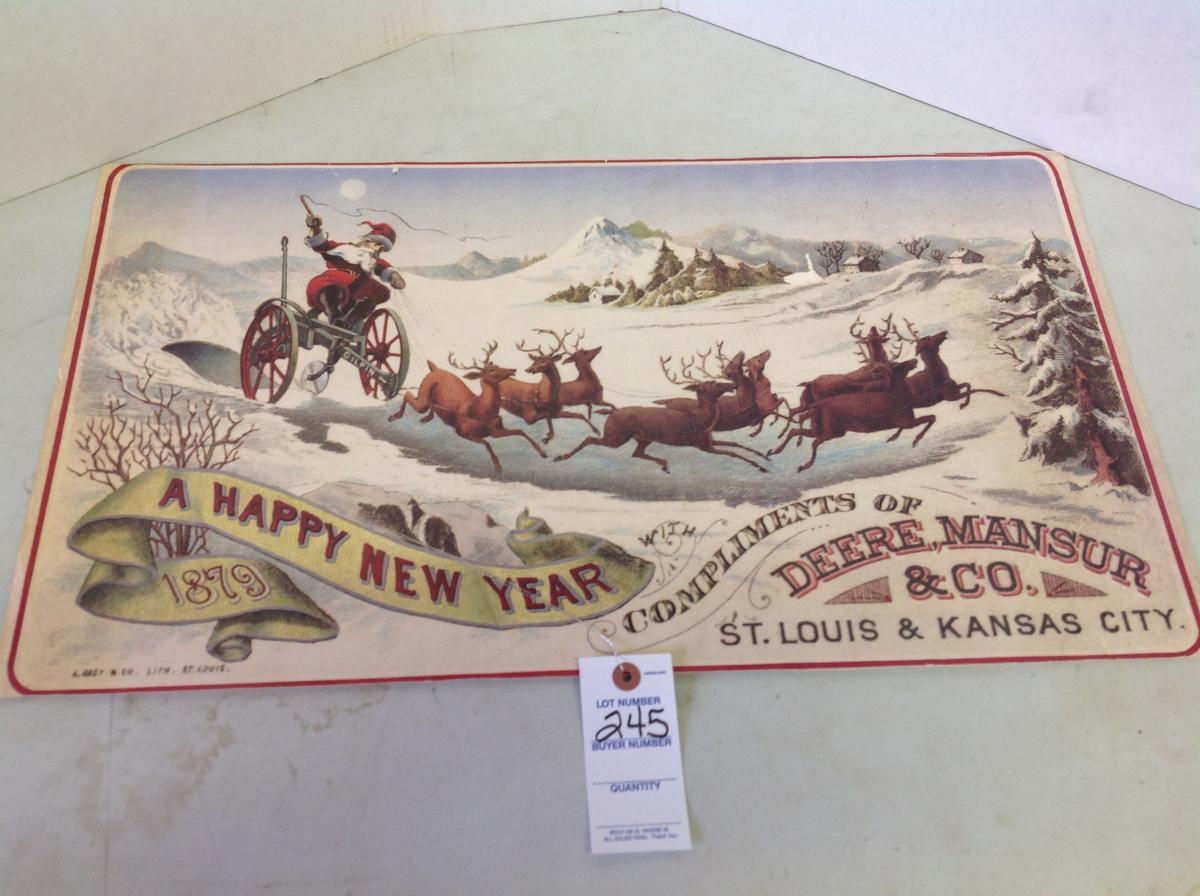 Paper Sign Deere, Mansur & Co., 1879, Happy New Year, St Louis & Kansas Cit