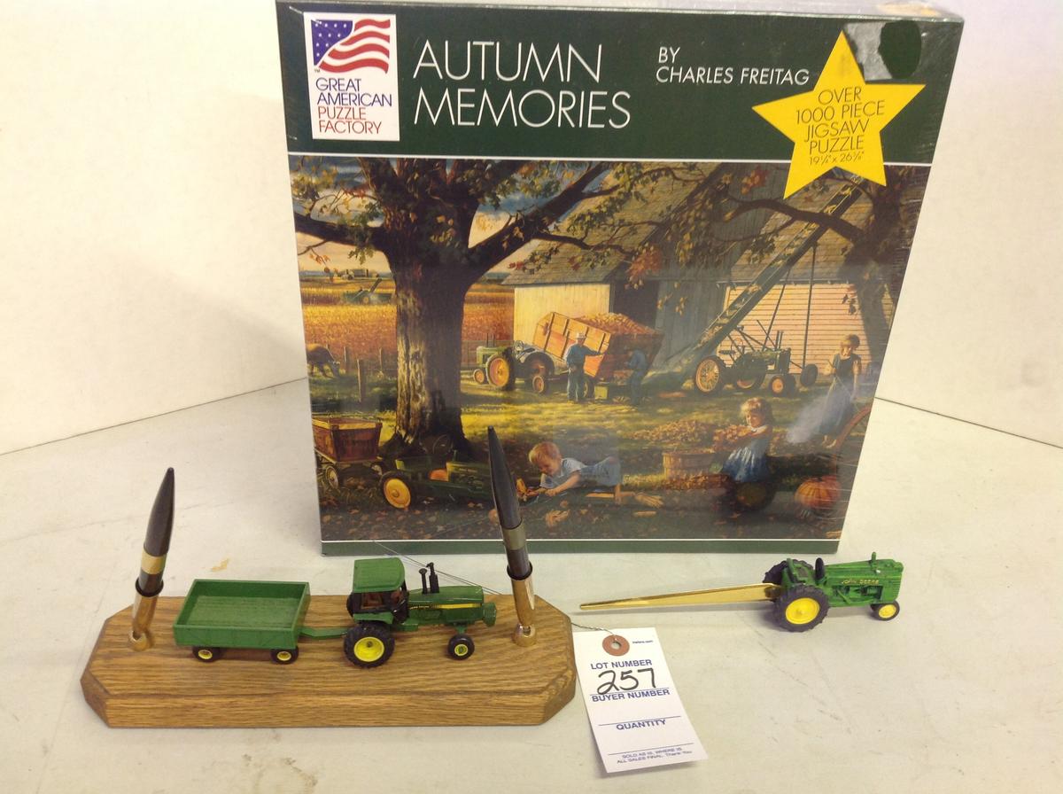 John Deere  Autumn Memories puzzle, pen stand and envolope opener "muffler