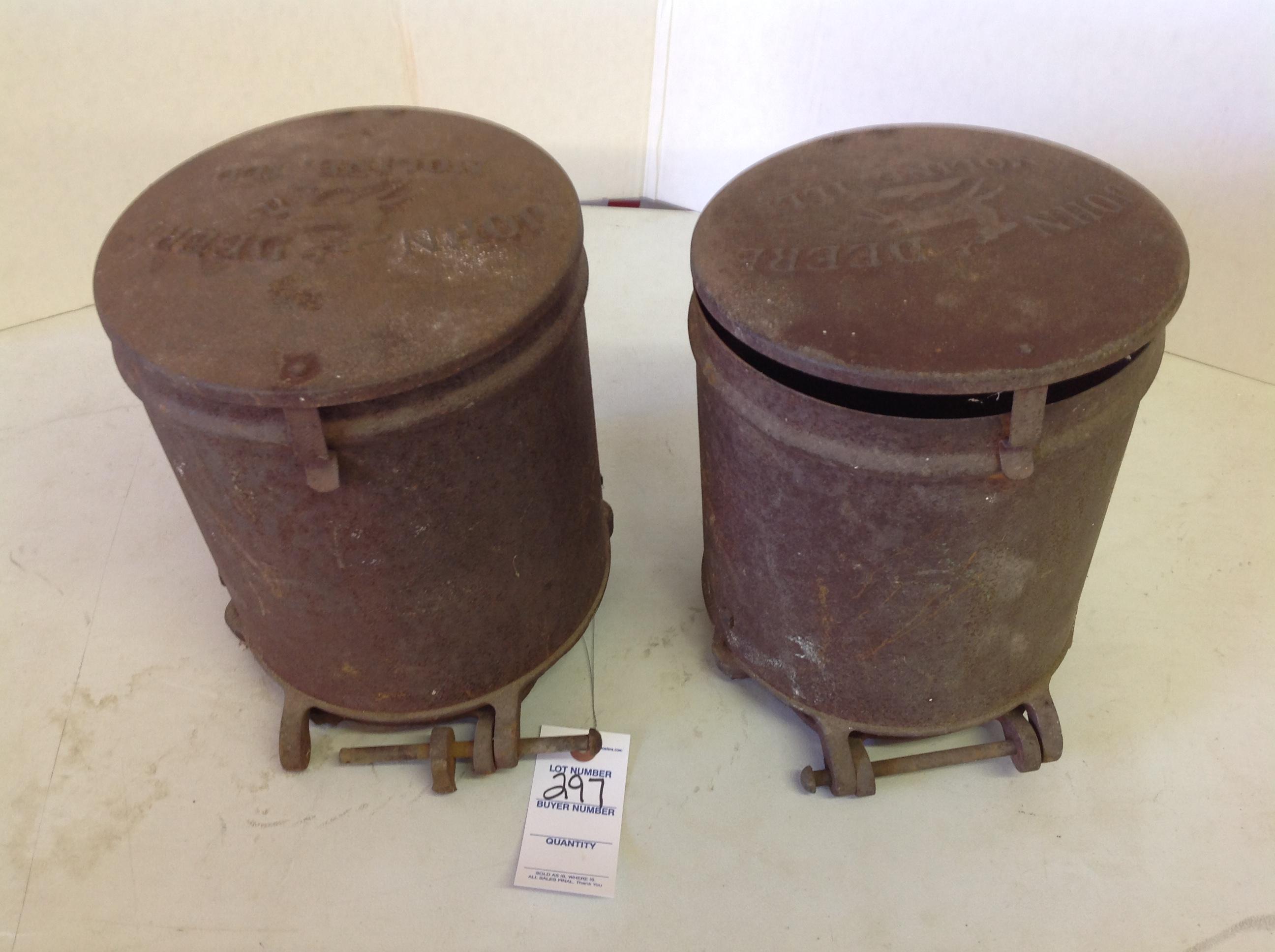 2 Antique John Deere steel corn planter box's