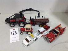 Valmet 80 log hauler, w/tractor & fire trucks