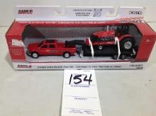 Red Menace pulling tractor w/truck & flat bed