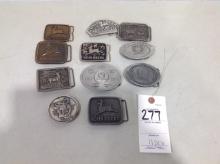 assortment of John Deere belt buckles