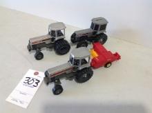 3 White tractors & baler