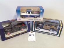 52' Ford F-1, NAPA, 37' Studebaker Woody, NAPA, 1960 GMC, Car Quest pickups
