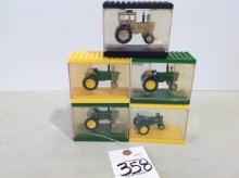 5 John Deere tractors one is gold, 4 - 4020