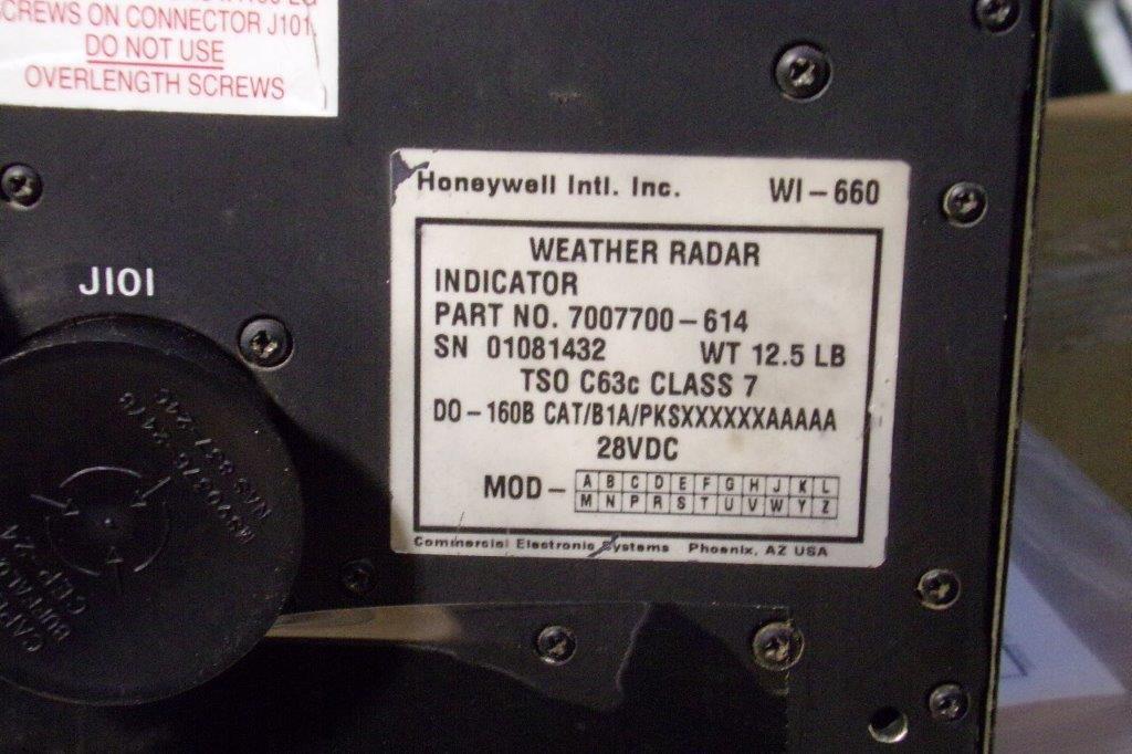 HONEYWELL WI-660 RADAR INDICATOR 7007700-641 (REPAIRED, HAS DENT IN TOP CASE)