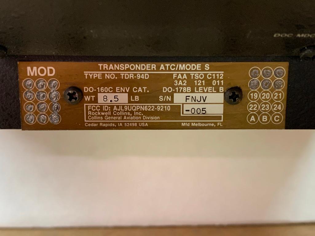 COLLINS TDR-94D MODE S TRANSPONDERS 622-9210-005 (AR)