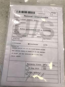 AS332 DCU 457600CA0202 & ENGINE CONTROL PANEL 332A67-4260-0051 (NEED REPAIR)