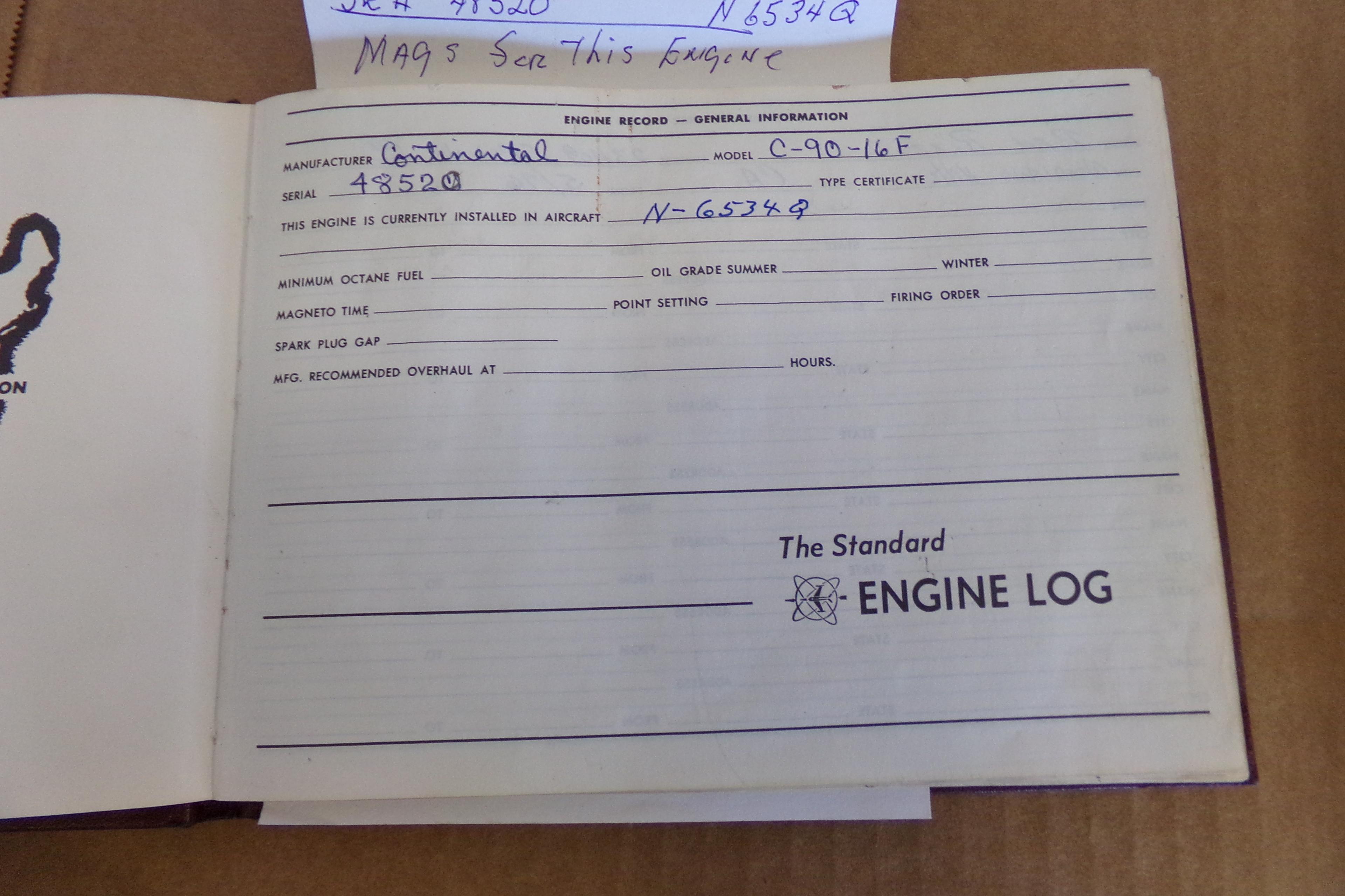 CONTINENTAL C90-16F ENGINE, 684 HRS. S.M.O.H.