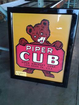 PIPER CUB FRAMED PICTURE 31" X 37"