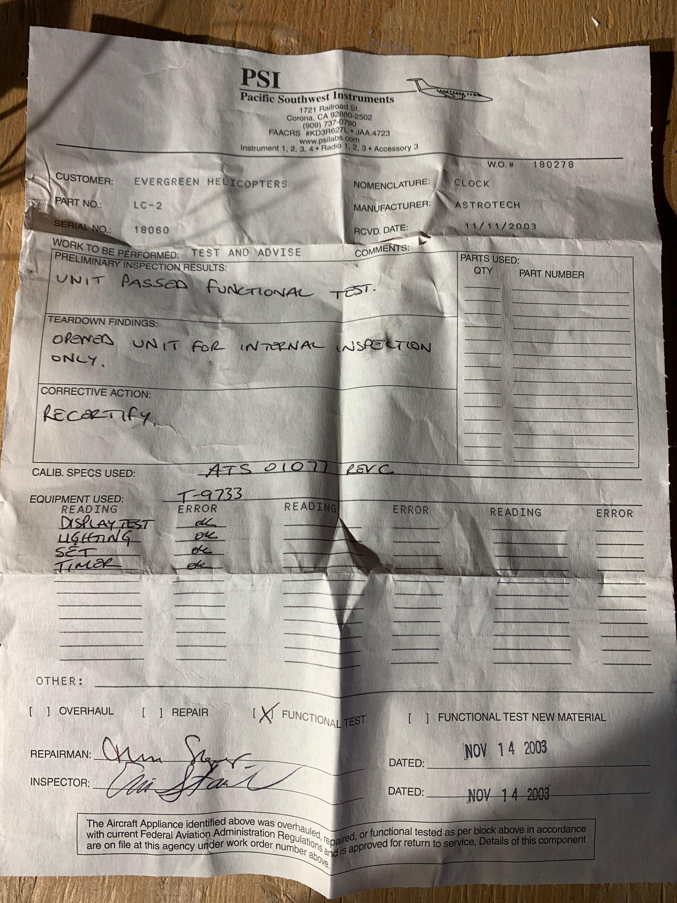 CLOCKS (1) AT420100 (NEW), (1) LC-2 (TESTED), (1) M800-28V-BAT (NEEDS REPAIR)