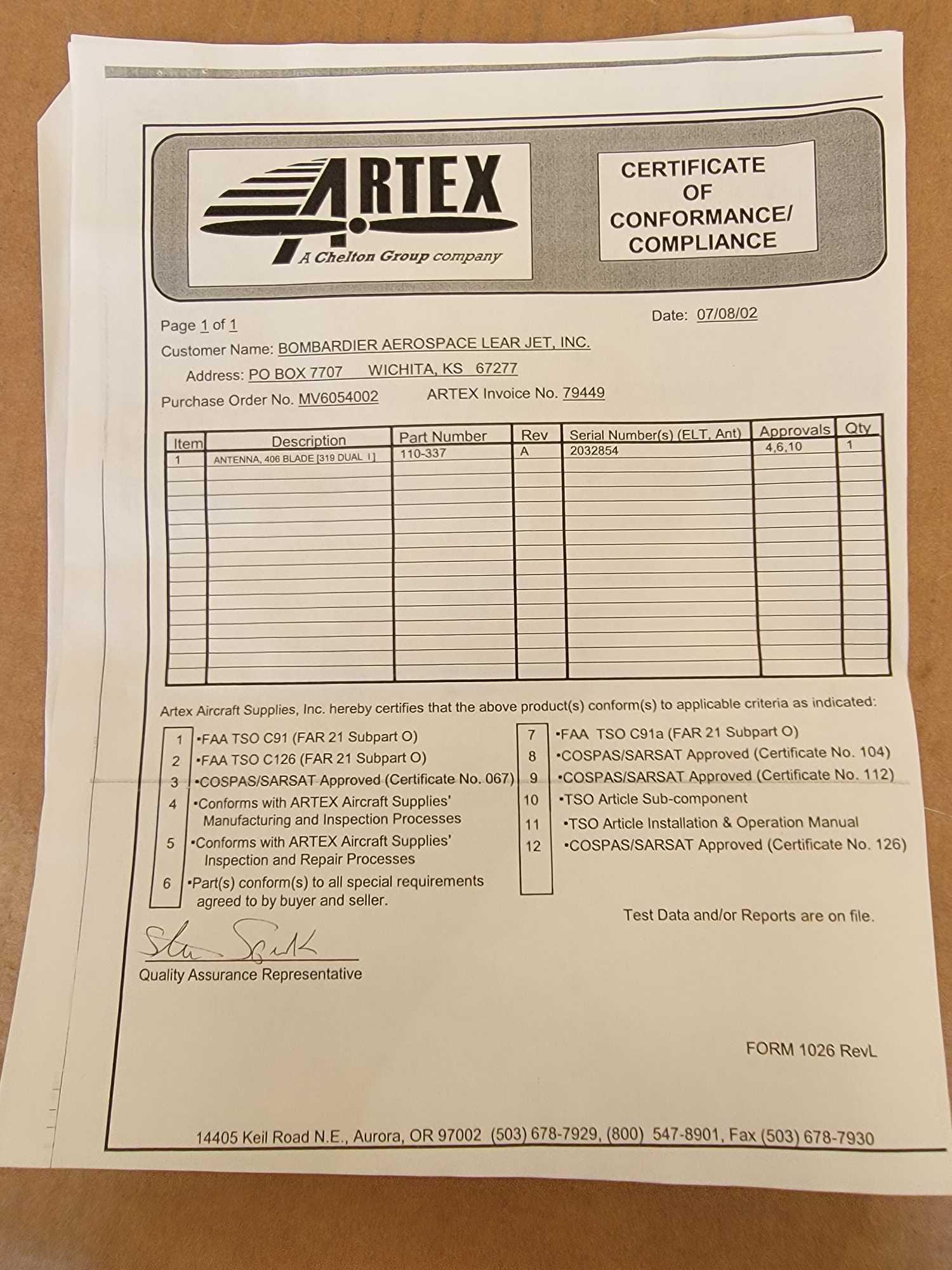 NEW ARTEX C406 ELT KIT WITH BLADE ANTENNA 455-5027