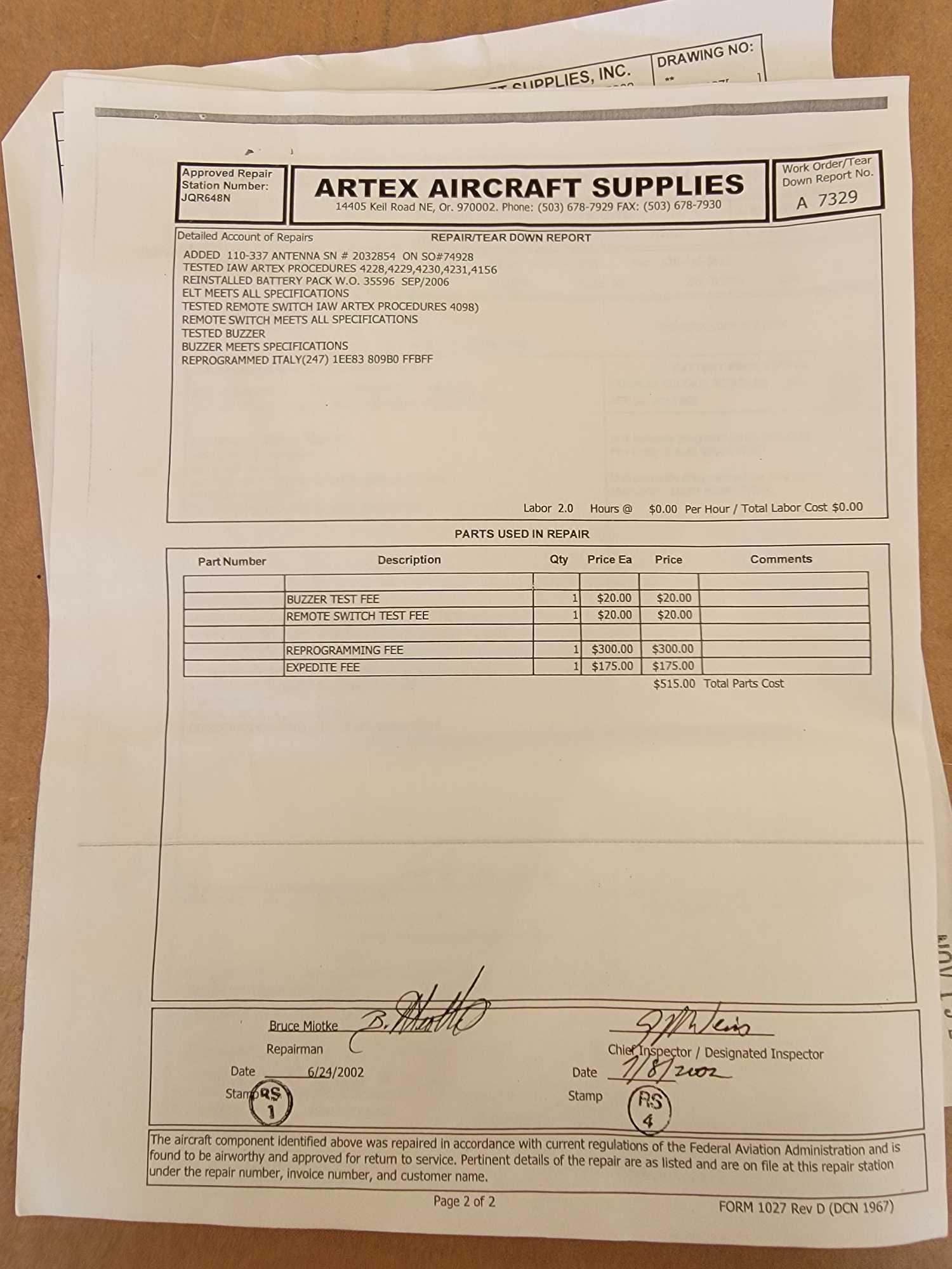 NEW ARTEX C406 ELT KIT WITH BLADE ANTENNA 455-5027