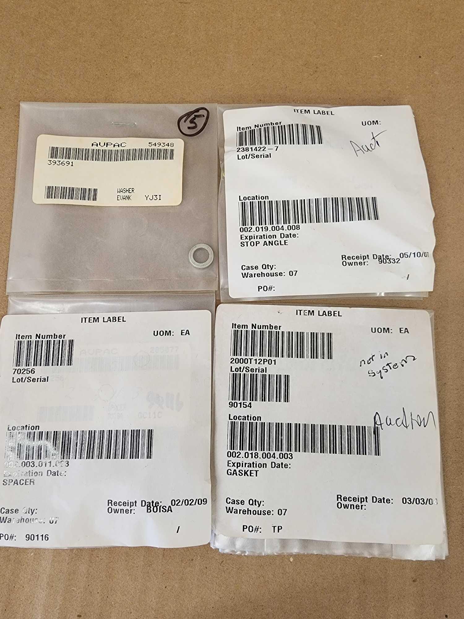 0-200 INTAKE ELBOWS 40246, CONTINENTAL OIL SEAL SA530917, ENGINE HARDWARE AND ACCY REPAIR INVENTORY