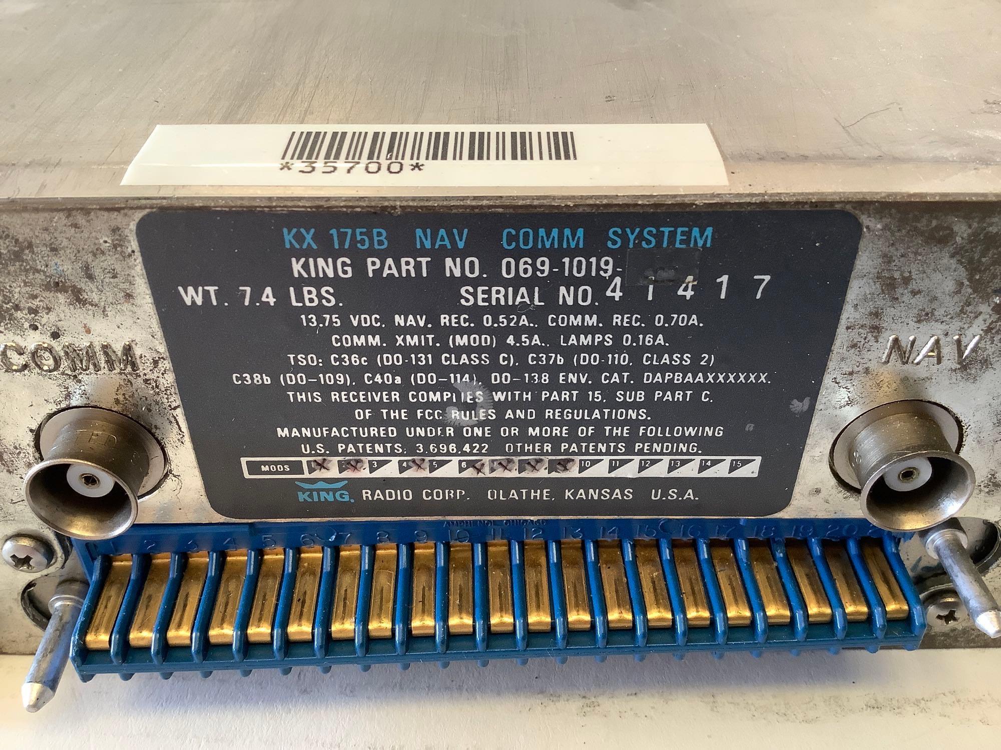 KING KX 170A/B, 175B NAV COMS AND TNL2000A GPS