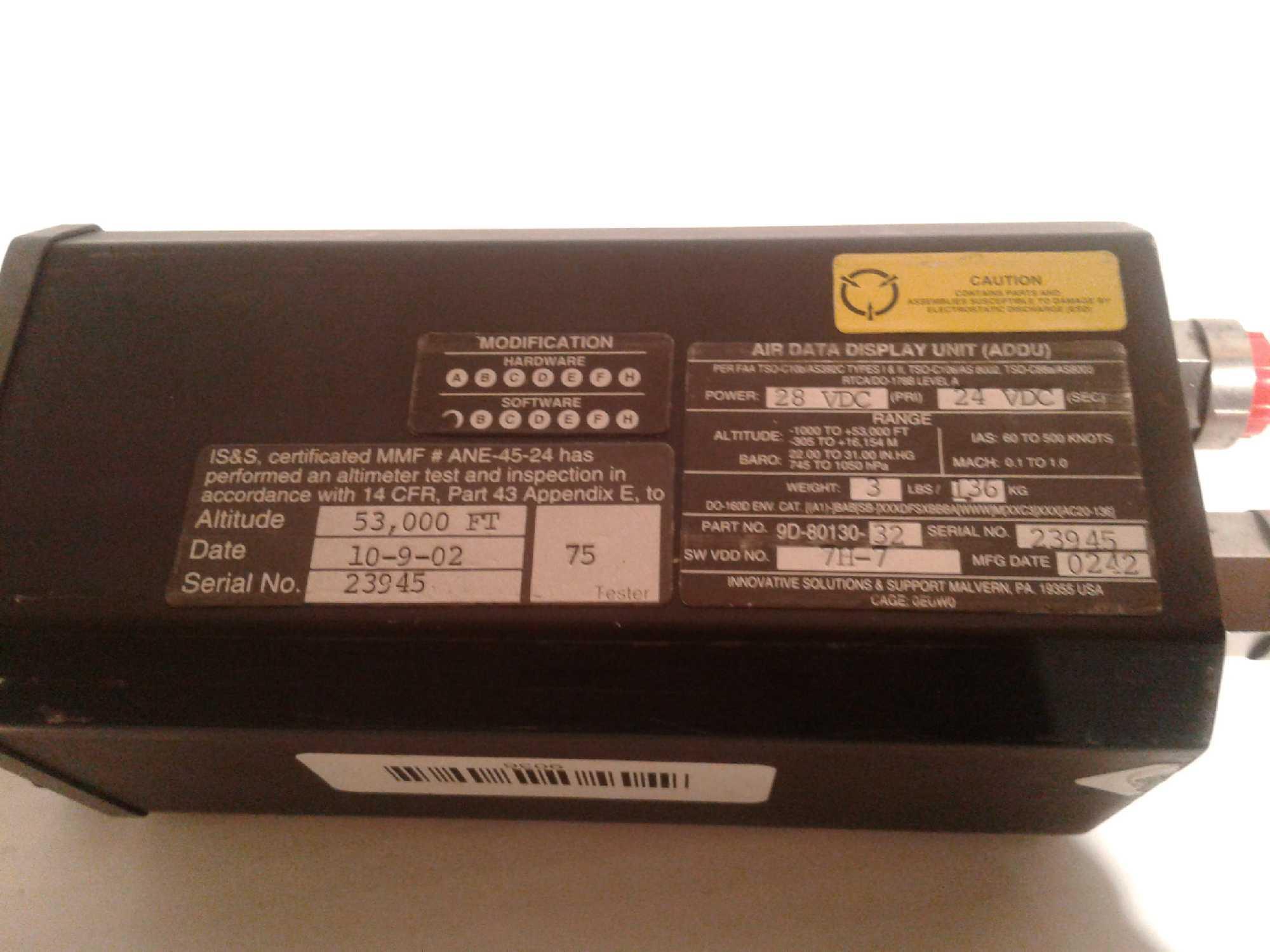 AIRDATA DISPLAY UNITS 9D-80130-32