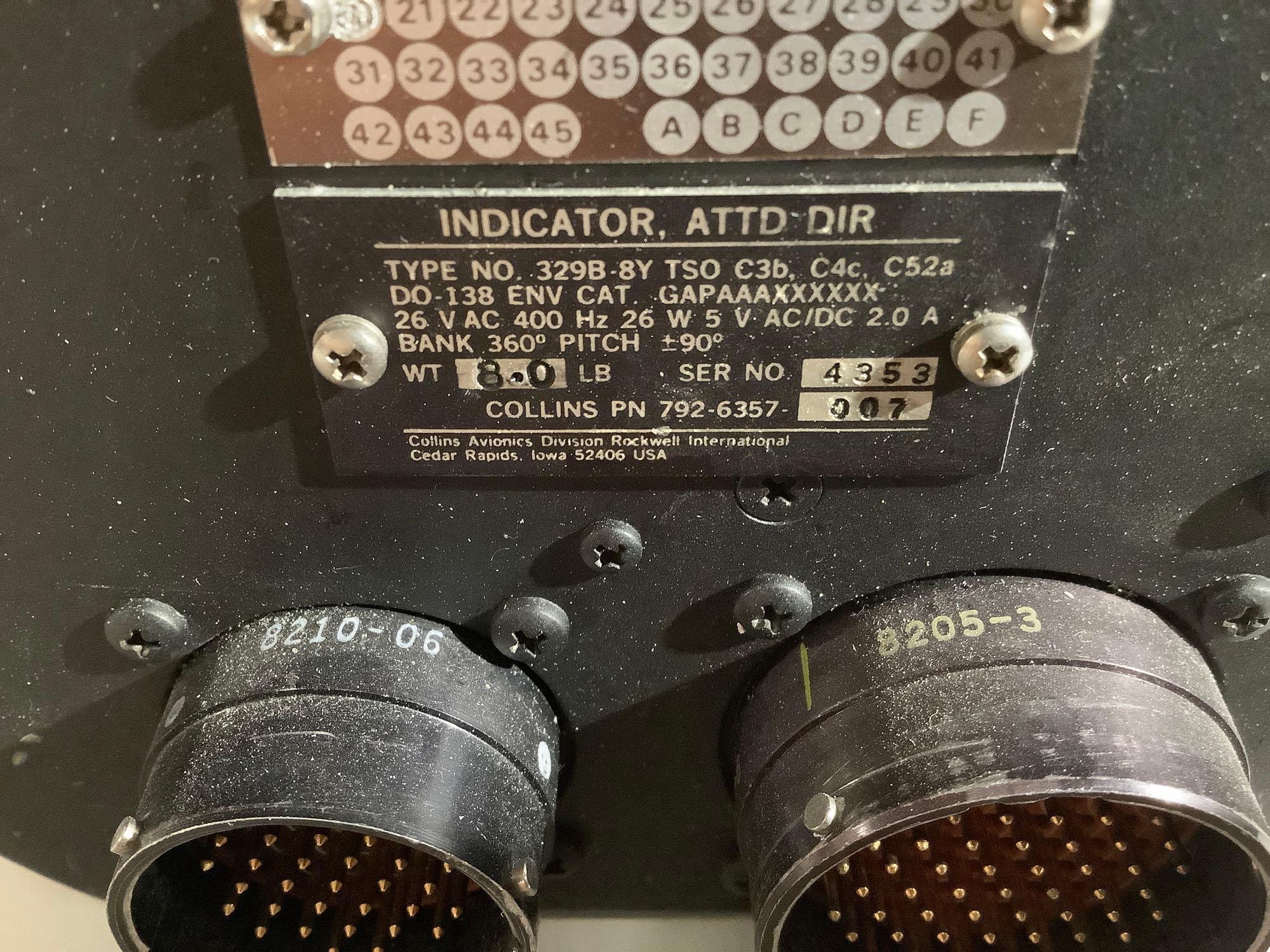 COLLINS 329B-8Y ATTITUDE DIRECTORS 792-6357-007, -008, -006