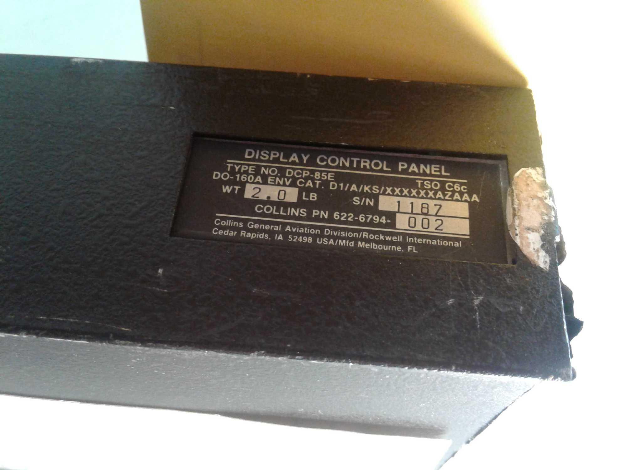 HONEYWELL RI-206, 4026206-902 & COLLINS DCP-85E, 622-6794-002 & DSP-85B, 622-9116-001 CONTROL PANELS