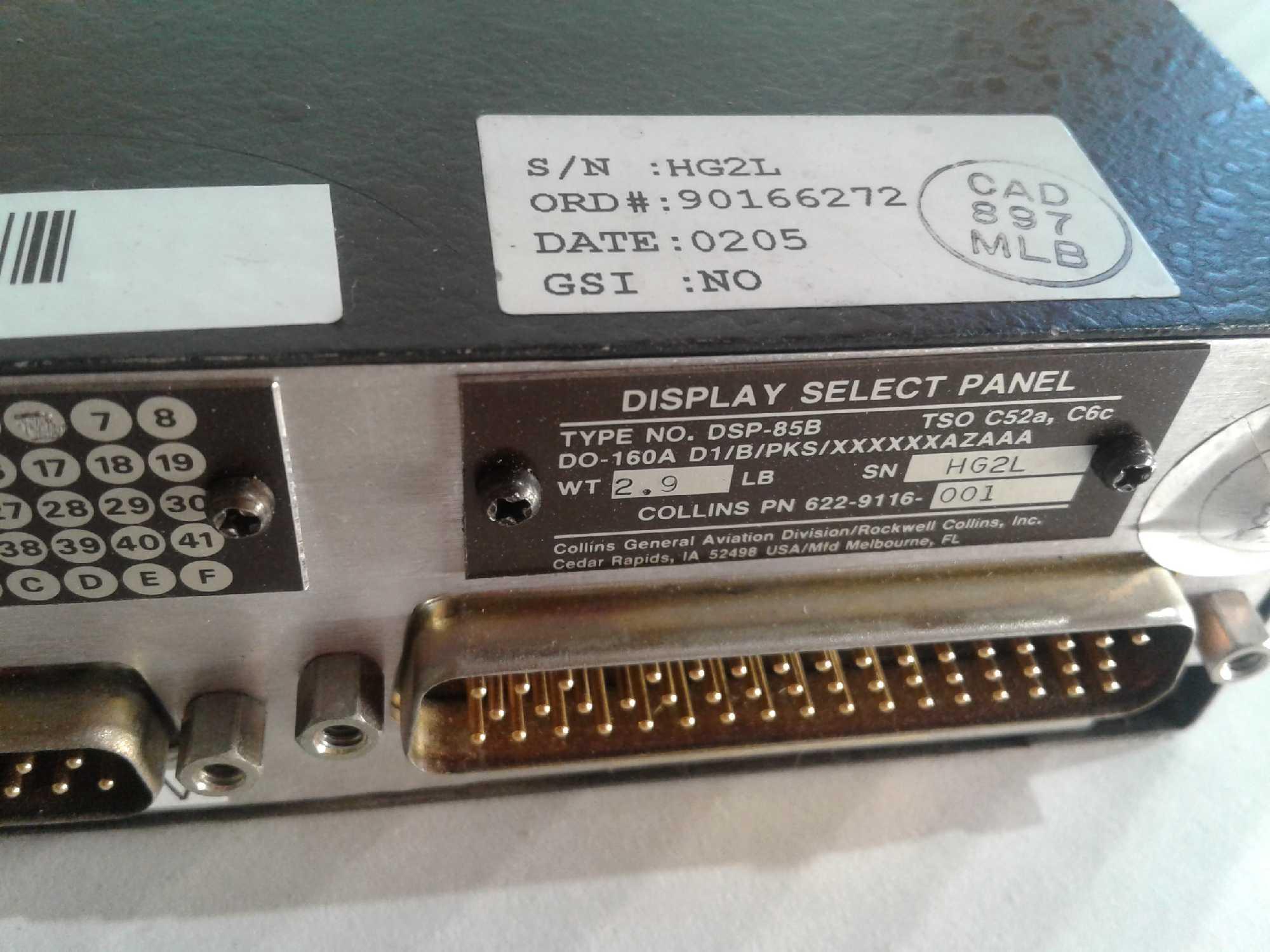 HONEYWELL RI-206, 4026206-902 & COLLINS DCP-85E, 622-6794-002 & DSP-85B, 622-9116-001 CONTROL PANELS