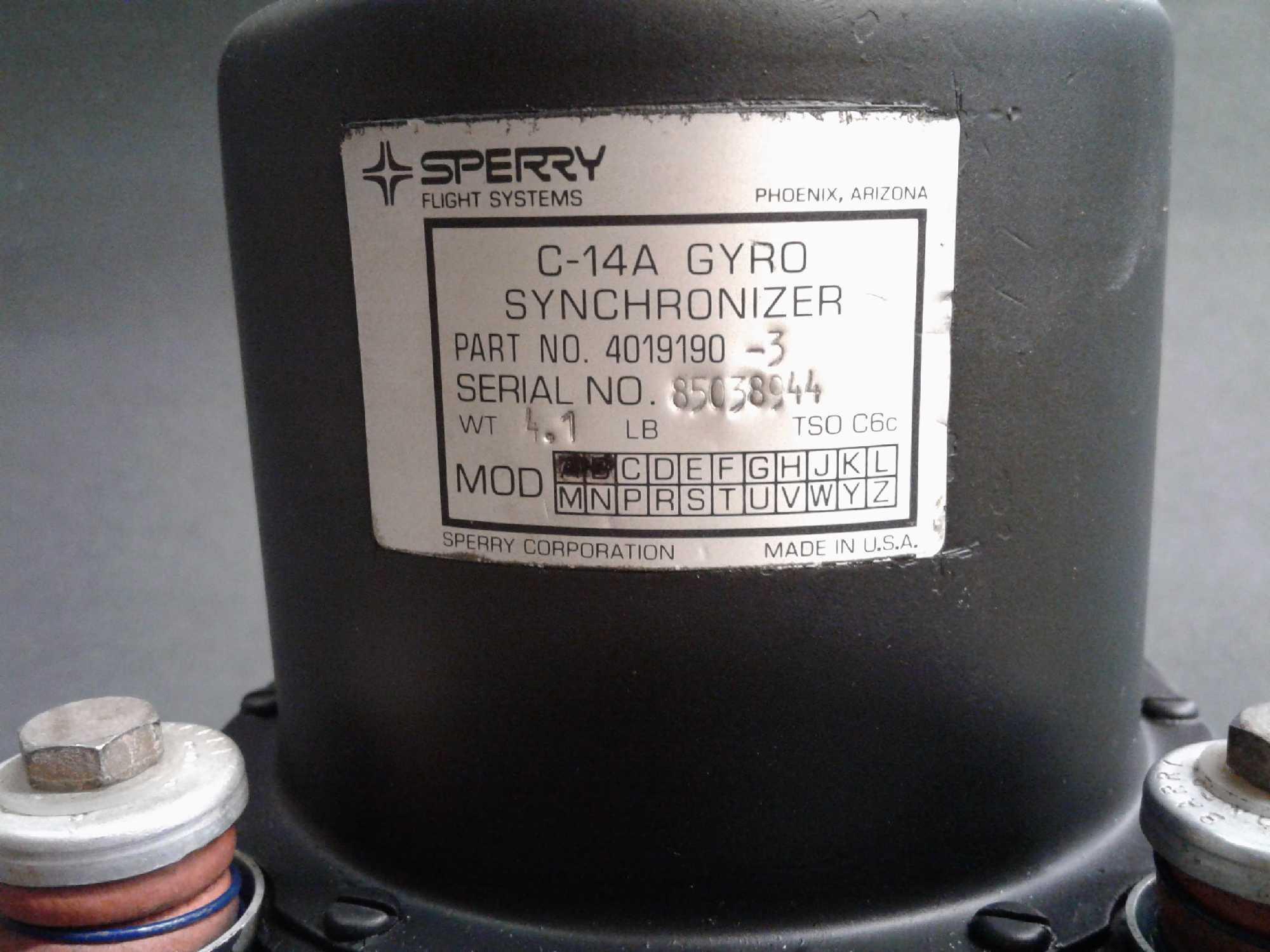 SPERRY C-14A DIRECTIONAL GYRO 2587193-43 (OVERHAULED) S/N 85038944