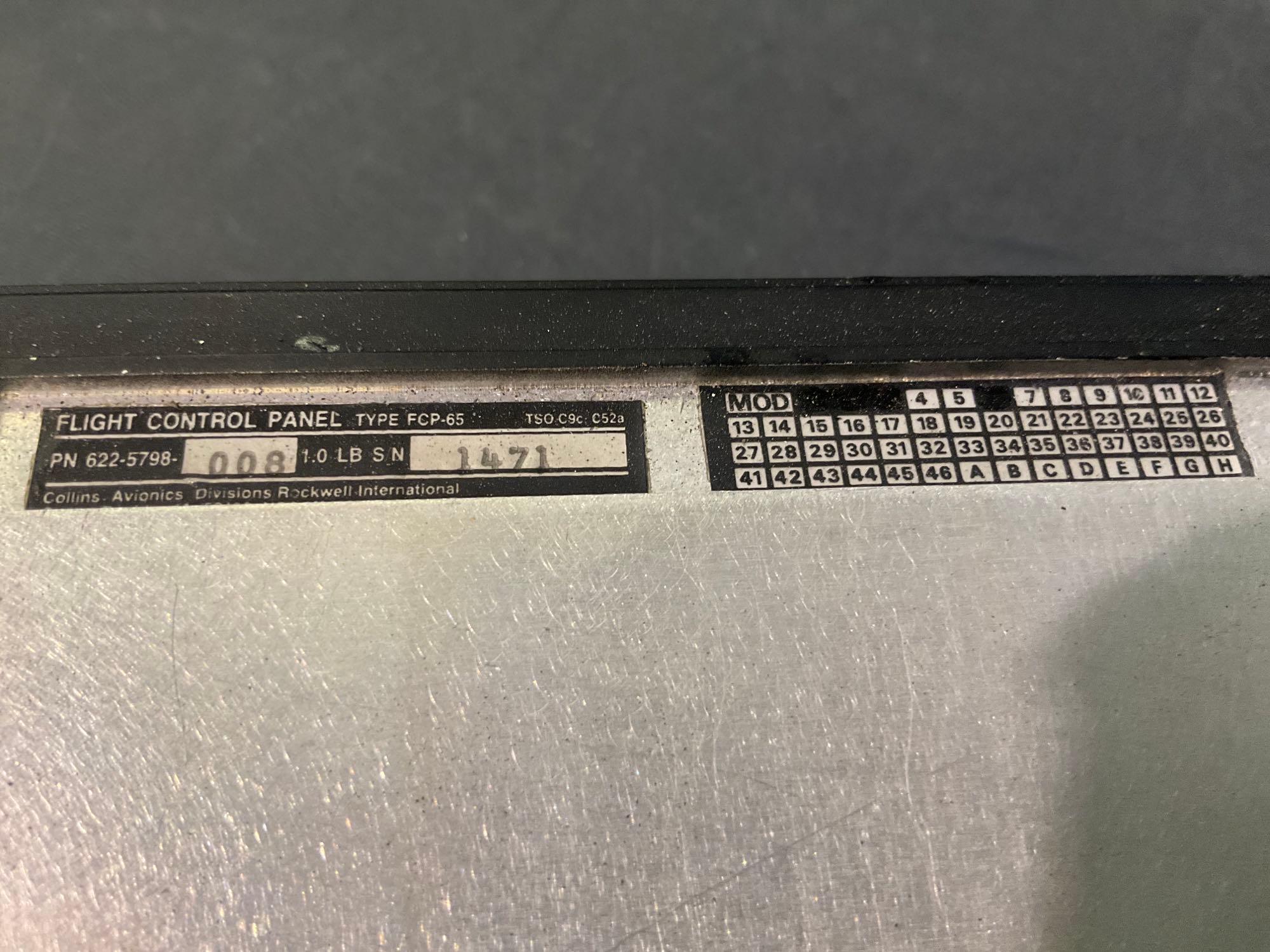 COLLINS FCP-65 CONTROL PANELS 622-5789-004 (1 A/R & 1 NO TAG)