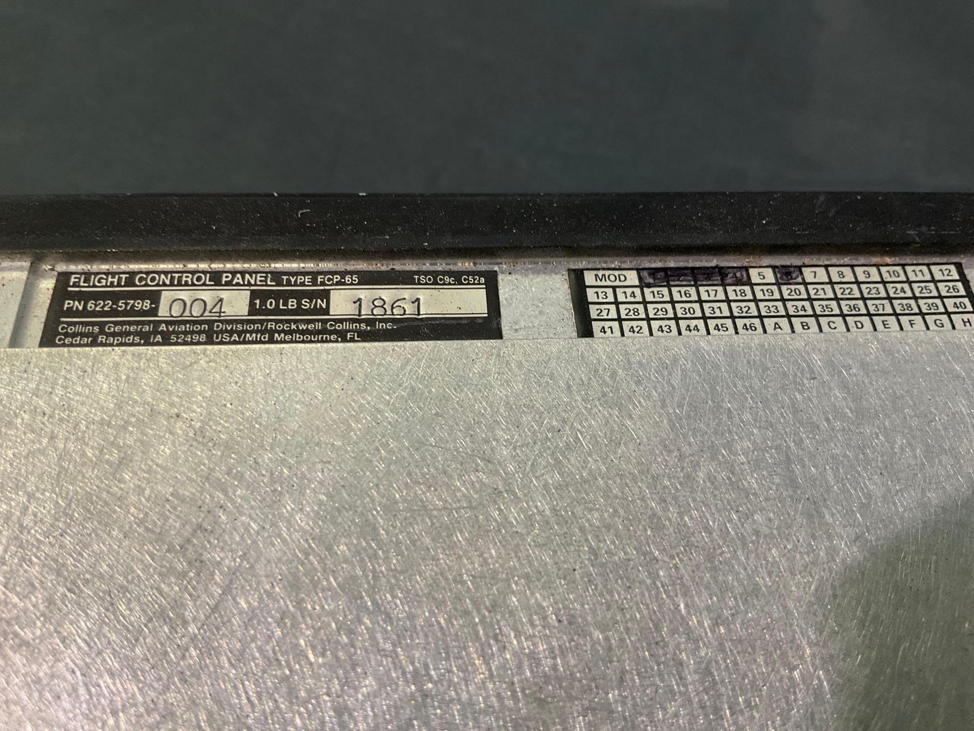 COLLINS FCP-65 CONTROL PANELS 622-5789-004 (1 A/R & 1 NO TAG)
