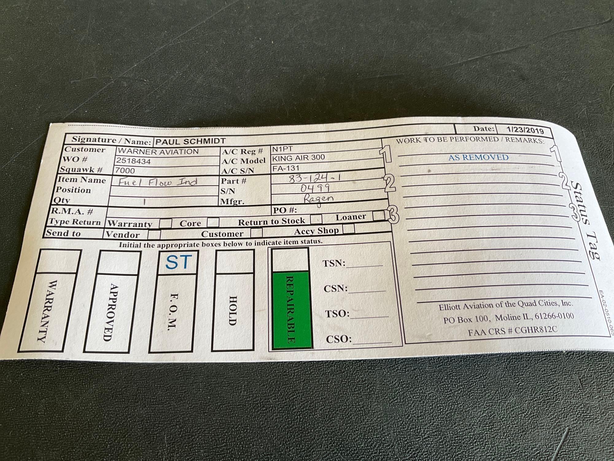FUEL FLOW INDICATORS 90-380037-1 & 101-384153-1 (ALL A/R)