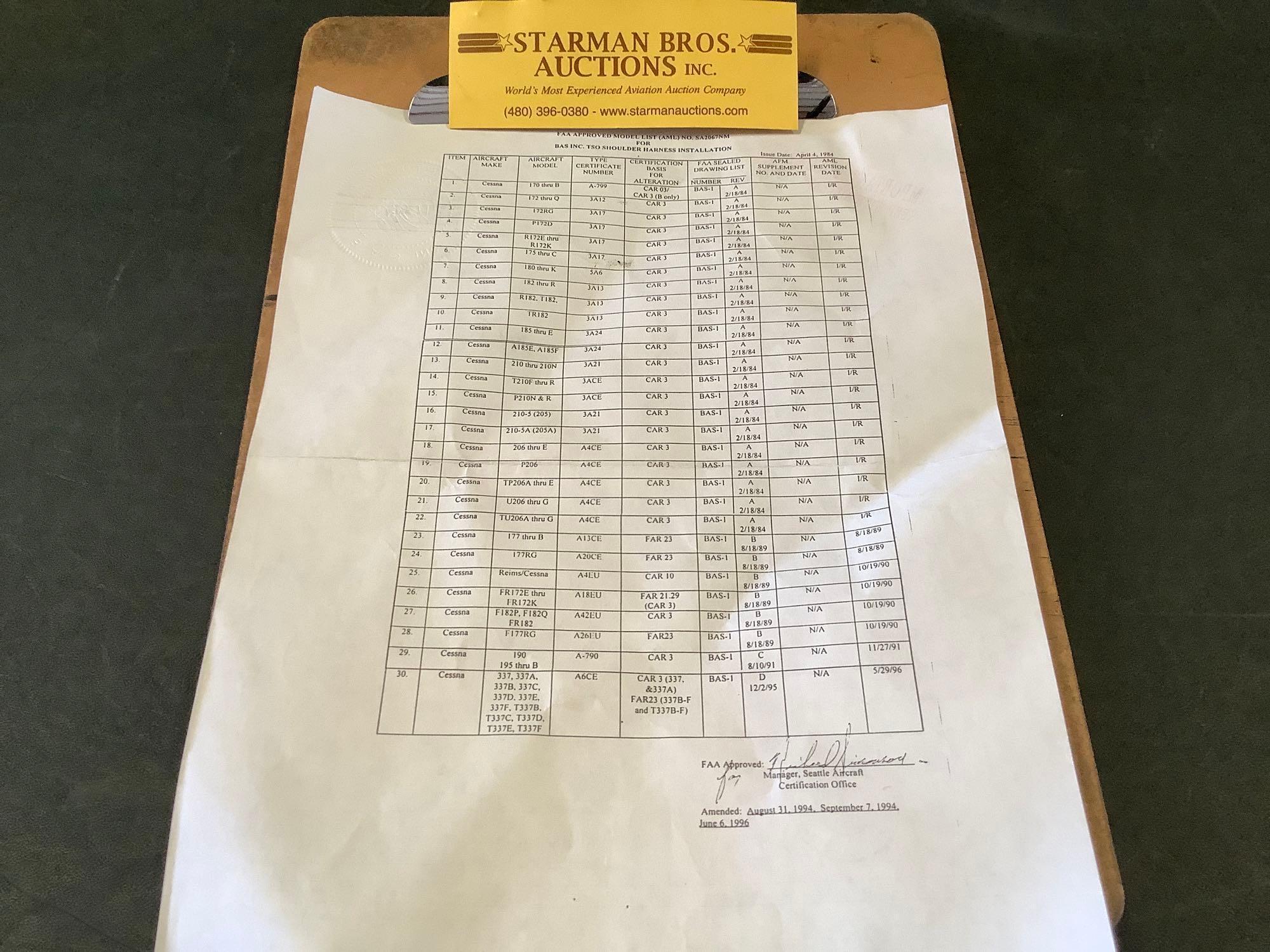 CESSNA 206 SHOULDER HARNESS KIT (A/R)