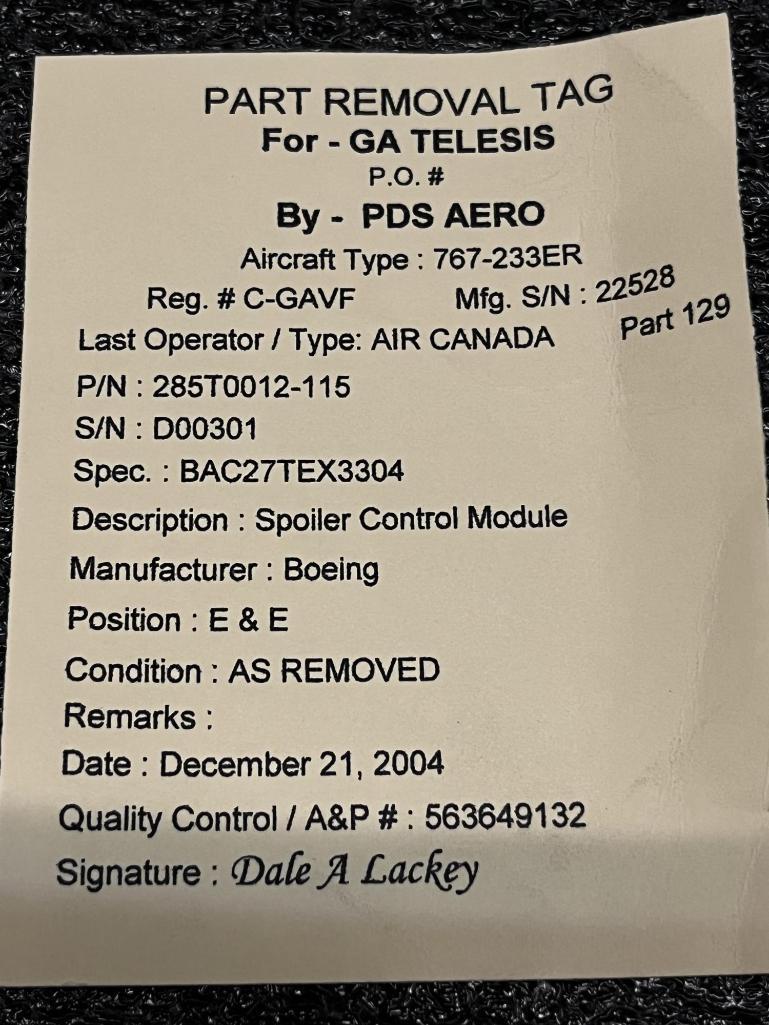 B767 SPOILER CONTROL MODULES 285T0012-115