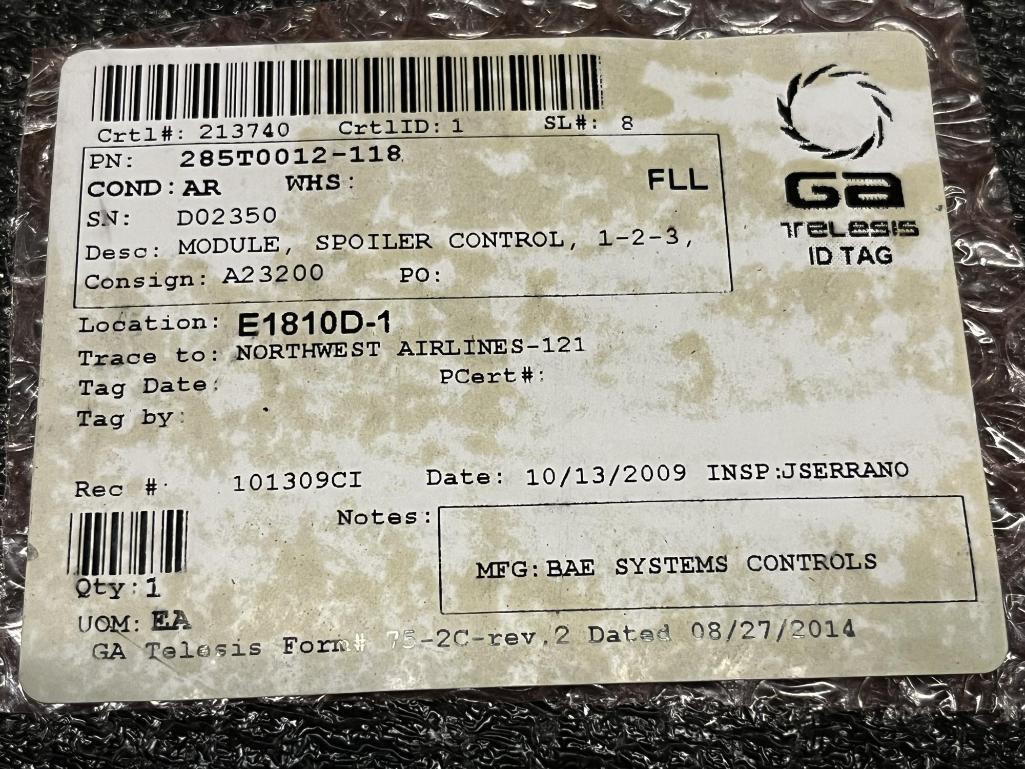 B767/B757 SPOILER CONTROL MODULES (2) 285T0012-110, (3) 285T0012-114, (1) 285T0012-116, (1)