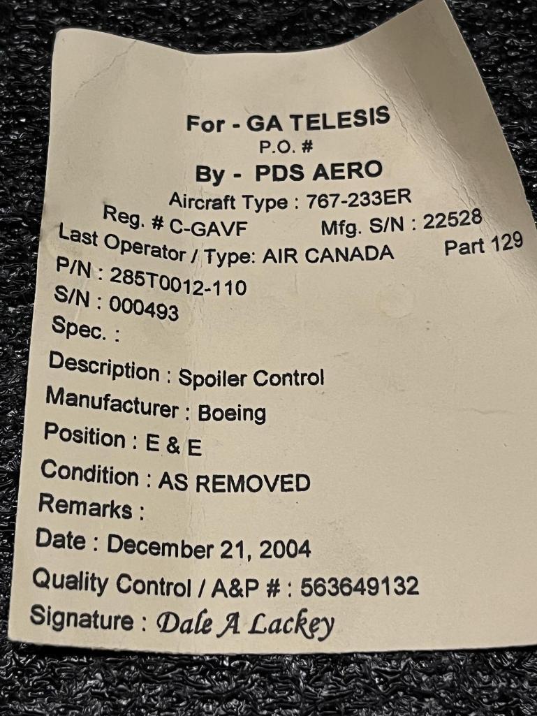B767/B757 SPOILER CONTROL MODULES (2) 285T0012-110, (3) 285T0012-114, (1) 285T0012-116, (1)